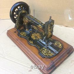 1876 Antique Singer 12k Fiddle base Hand Crank Sewing Machine with Large Roses