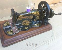 1876 Antique Singer 12k Fiddle base Hand Crank Sewing Machine with Large Roses