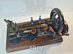 1881 Singer 12 K Acanthus Leaves decal sewing machine in wooden case