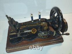 1881 Singer 12 K Acanthus Leaves decal sewing machine in wooden case