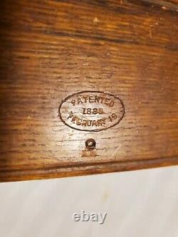 1889 Patent Antique Singer Sewing Machine Folding Wood Puzzle Box with Attachments