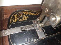 1889 Singer 12 K Acanthus Leaves decal sewing machine in wooden case