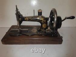 1889 Singer 12 K Acanthus Leaves decal sewing machine in wooden case