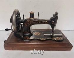 1889 Singer 12 K Acanthus Leaves decal sewing machine in wooden case