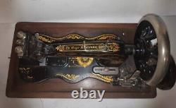 1889 Singer 12 K Acanthus Leaves decal sewing machine in wooden case