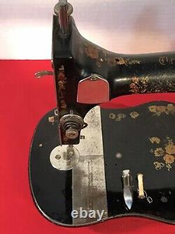 1891 SINGER VS2 FIDDLE BASE TREADLE SEWING MACHINE ROSE PATTERN withSHUTTLE