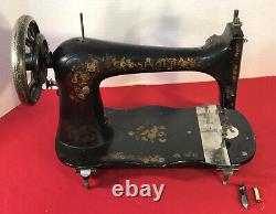 1891 SINGER VS2 FIDDLE BASE TREADLE SEWING MACHINE ROSE PATTERN withSHUTTLE
