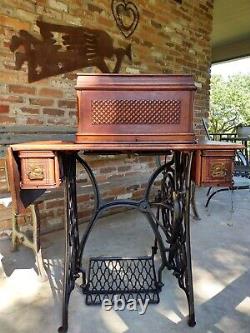 1894 Singer Model 27 Treadle Sewing Machine with Sphnix Motif and CoffinTop