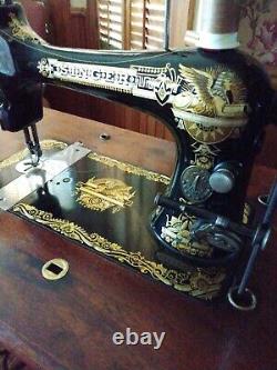 1894 Singer Model 27 Treadle Sewing Machine with Sphnix Motif and CoffinTop