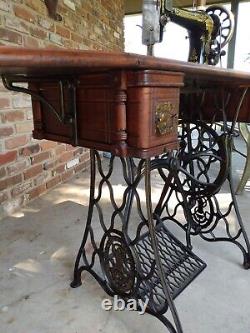 1894 Singer Model 27 Treadle Sewing Machine with Sphnix Motif and CoffinTop