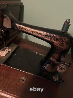 1896 Singer Treadle Sewing Machine With Coffin Box