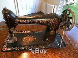 1900s Antique Singer Sewing Machine, Table Cabinet, Cast Iron Base Price reduce