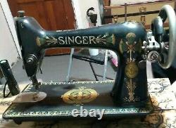 1908 Antique Singer Model 66-1 LOTUS DECALS Sewing machine m# D739960