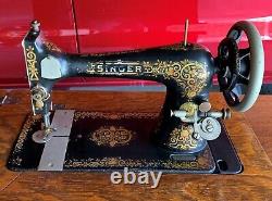 1908 Singer Treadle Sewing Machine Pristine Cabinet Tiffany Decals