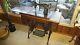 1910 Antique Red-eye Singer Sewing Machine & Wood/iron Table Cabinet G8148002