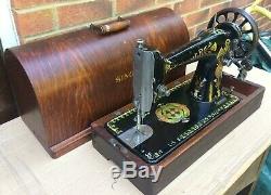 1910 Antique Singer 66'lotus' back clamp handcrank sewing machine