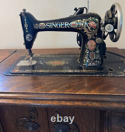 1910 Model Antique Singer Sewing Machine Table Working Condition