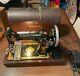 1910 Singer Portable Electric Sewing Machine With Case & Original Key. Works