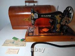 1910 Singer Sewing Machine Model 15 + Case WORKS, SEE VIDEO FREE S&H