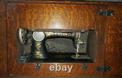 1910 Singer Treadle Sewing Machine with 7 drawer Cabinet Exc. Condition extras