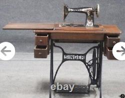 1917 Singer Treadle Sewing Machine Red Eye With Table 4 Drawer Model 66