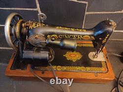 1920 Singer Model 66 Red Eye Sewing Machine Bentwood Case G8003143 Working