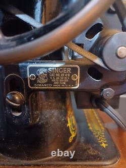 1920 Singer Model 66 Red Eye Sewing Machine Bentwood Case G8003143 Working