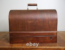 1920s Rare Antique Singer Knee Lever Sewing Machine USA With Wooden Case WORKS