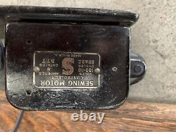 1920s Singer 66 RedEye Treadle & Electric Sewing Machine withOak Cabinet/Stnd/Tble