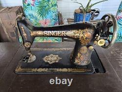 1921 Singer Cabinet Sewing Machine with Cast Iron Treadle Elizabethport, NJ