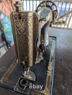 1921 Singer Cabinet Sewing Machine with Cast Iron Treadle Elizabethport, NJ