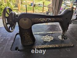 1921 Singer Cabinet Sewing Machine with Cast Iron Treadle Elizabethport, NJ