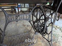 1921 Singer Cabinet Sewing Machine with Cast Iron Treadle Elizabethport, NJ