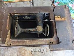 1921 Singer Cabinet Sewing Machine with Cast Iron Treadle Elizabethport, NJ