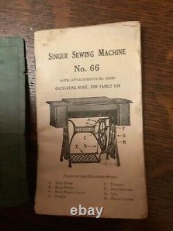 1922 Singer Red Eye Treadle Sewing Machine with Cabinet and Accessories Nice