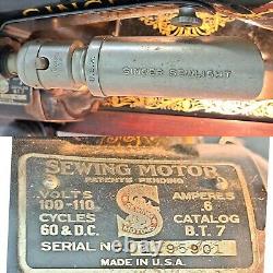 1922 Singer Sewing Machine 99K Knee Control Serial Y719220 WithBentwood Case/Keys