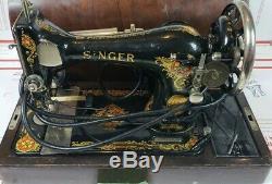 1923 Antique Singer 128 Sewing Machine Bentwood Oak Case Parts Repair