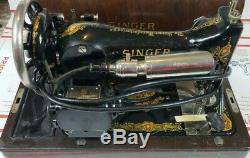 1923 Antique Singer 128 Sewing Machine Bentwood Oak Case Parts Repair