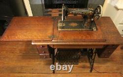 1923 Singer Model 66 Red Eye Electric Sewing Machine 7-Drawer Cabinet+Attachment