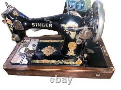 1925 Antique? Singer Sewing Machine Portable Wooden Case? Works Great