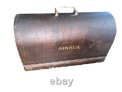 1925 Antique? Singer Sewing Machine Portable Wooden Case? Works Great