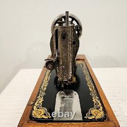 1925 Singer Hand Crank Sewing Machine 15k Sphinx Tested Rare Bed DecalCase