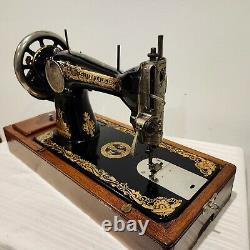 1925 Singer Hand Crank Sewing Machine 15k Sphinx Tested Rare Bed DecalCase