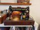 1925 Vintage Singer Sewing Machine With Wood Case, Knee Lever, Cord -working