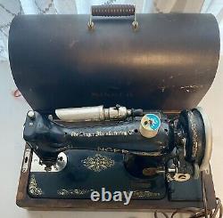 1927 Antique Singer Sewing Machine with Original Wooden Case