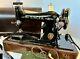 1927 Singer Sewing Machine Model 99 Bentwood Case/key Works Great Ab663435