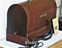 1927 Singer Sewing Machine No. 99-13, Knee Control, Light, Bentwood Case withKey