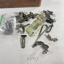1928 Singer Hand Crank Sewing Machine 99 Bentwood Case, Base, Key + Accessories