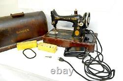 1928 Singer Sewing Machine With Bent Wood Case And Key 201902480