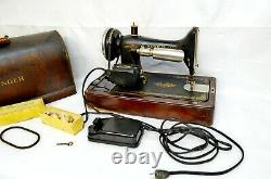 1928 Singer Sewing Machine With Bent Wood Case And Key 201902480